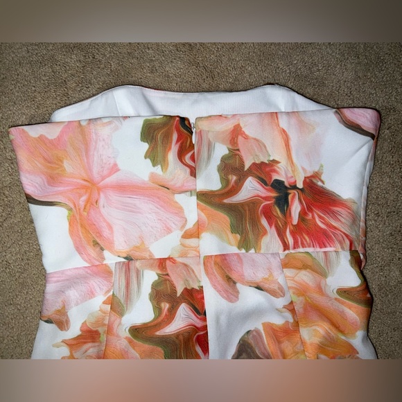 SAU LEE Hester Floral Strapless Minidress in White/Orange at Nordstrom - Picture 7 of 11